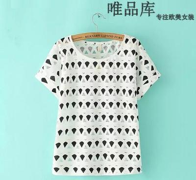 2015夏季韓風(fēng)來(lái)襲 歐洲站印花網(wǎng)紗鏤空短袖T恤女裝批發(fā)全解析